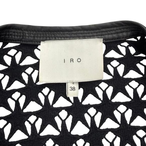 IRO Lewison Cutout Lamb Leather Trim Star Jacket Size 6 - Picture 7 of 9